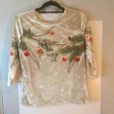 Camisa de Navidad Breckenridge Petites para mujer talla PM suéter festivo Foto 1 de 4