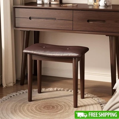 二十世纪中叶现代梳妆凳舒适化妆椅小号木质脚凳美国 — 第 1/4 张图片