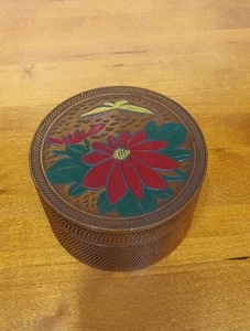 Vintage handgeschnitzte bemalte Aschenbecher mit Halter besetzt Japan Holz - Bild 1 von 9