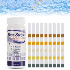 50x Pool Teststreifen Wasser 5 in 1 Schwimmbad Messung Alkalinität pH Chlor DA - Bild 1 von 12
