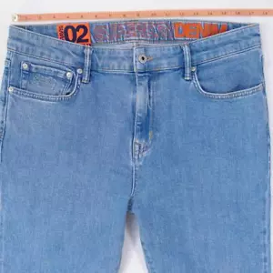 Hombres SuperDry 02 TRAVIS Ajustado Pitillo Elástico Azul Jeans W36 L32 - Imagen 1 de 7