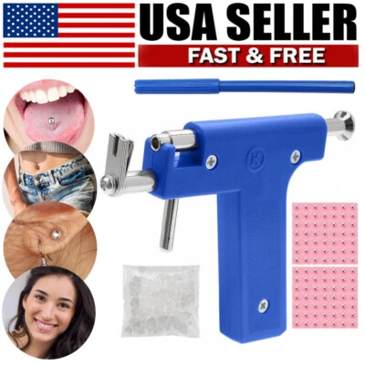 Professional DIY Ear Piercing Gun Body Nose Navel Tool Kit Jewelry with 98 Studs - Image 1 of 4