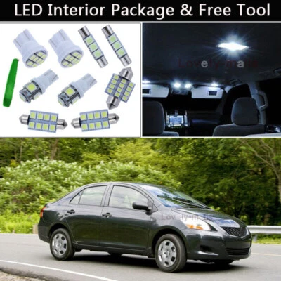 6PCS White LED Interior Car Lights Package kit Fit 2007-2012 Toyota Yaris Sedan - Imagem 1 de 4