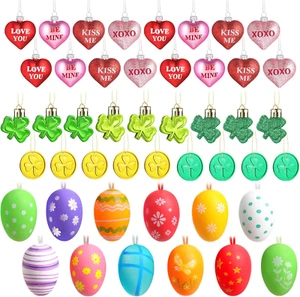 108 Pcs Easter Tree Decorations Heart Hanging Ornaments St. Patrick'S Day Shamro - Picture 1 of 14