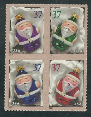 Scott #3883/6...37 Cent...Santa...Block or strip of 4 - Image 1 of 2