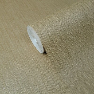 Light brown Faux Sack Grasscloth Textured vertical Lines Contemporary Wallpaper - Image 1 of 4