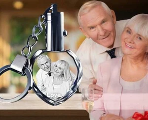 Personalised Keyring + Boxed + Made in UK,Photo Crystal Love Heart *** - Picture 1 of 8