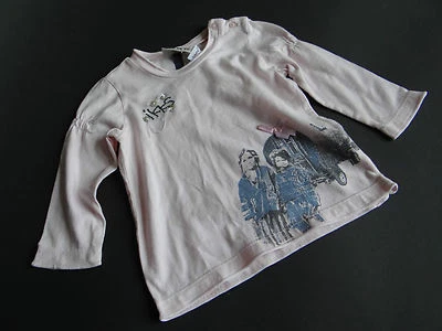IKKS Zart rosa Langarm Shirt bedruckt und bestickt...so süß! Gr.12m/74 - Bild 1 von 3