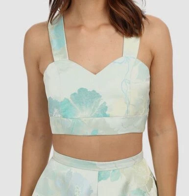 Top corto estampado floral jacquard verde para mujer Rachel Antonoff talla M Foto 1 de 2