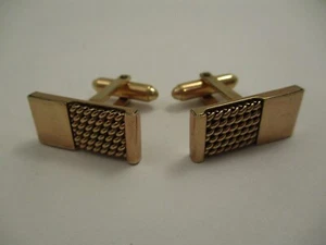 Vintage Kreisler .025 Yellow Gold Filled Cufflinks Pair Woven Pattern - Picture 1 of 4