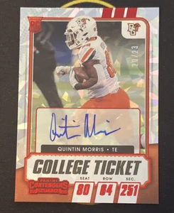 2021 Panini Contenders Draft Picks Quintin Morris Rookie Auto Cracked Ice #/23 - Picture 1 of 2