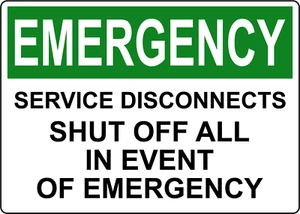 SERVICIO DE EMERGENCIA DESCONECTA TODO EVENTO | Calcomanía de letrero de vinilo adhesivo - Imagen 1 de 4