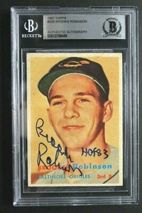 Brooks Robinson HOF '83 Autographed 1957 Topps #328 Signed ROOKIE Card BAS JSA