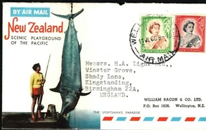 NEW ZEALAND Illustrated Cover Tourism *See NZ* FISHING 1960 {samwells}MA684 - Picture 1 of 6