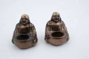 Pair Small Cast Buddha Incense Holders (S3L) 2.5" Figurines Figures Statue - Picture 1 of 6