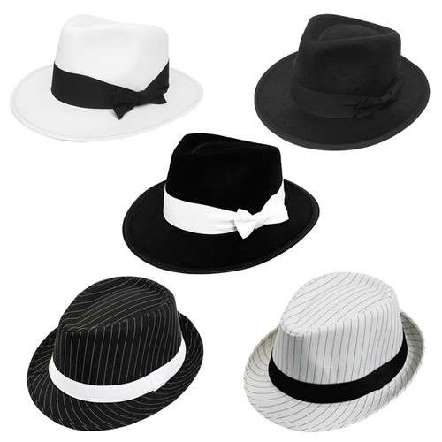 Cappello Fantasia Abito Cappello Trilby Nero Gangster Anni '20 - Stile Al Capone, Unisex, Per Costumi E Feste Bombetta Cappello Donna - Foto 6