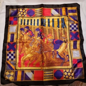 Silk Mill Vintage 34" Border Horse Scarf Square Imported 100% polyester - Picture 1 of 7