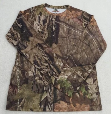Mossy Oak T-Shirt Men's Large Long Sleeve Camouflage Hunting Outdoor Polyester - Image 1 of 4