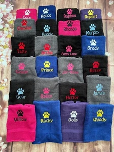 Dog towel, personalised with embroidered paw print and pet name. Ideal gift. - Picture 1 of 20