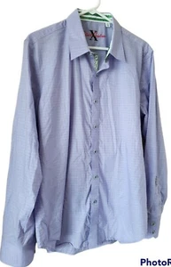 Robert Graham XL Long Sleeve Collared Flip Cuff Button Up Blue plaid Shirt - Picture 1 of 6
