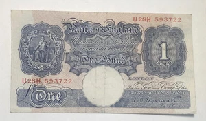 Great Britain Bank of England P#367 WWII Semi-Rare 1940 One Pound Currency Note - Picture 1 of 12