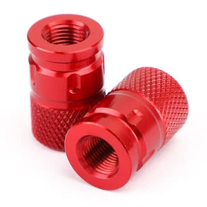 CNC Aluminum Red Anti-Thief Tire Valve Stem Cap For Motorcycle Car Truck Bike E6 - Picture 1 of 12