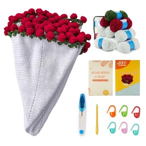 DIY Crochet Rose Bouquet Blanket Kit Handmade Romantic Gift - Picture 1 of 16