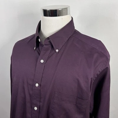 IZOD 17.5 34/35 Dress Shirt Wrinkle Free Cotton Blend Twill Dark Red Regular Fit - Image 1 of 4