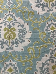 POTTERY BARN F/Queen Bettbezug/2 Kissenbezüge JOYCE IKAT Cttn/Leinen AQUA/LIME - Bild 1 von 7