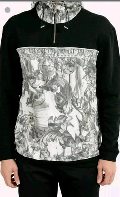 NUEVO CON ETIQUETAS Versace Colección Cuarto Cremallera Barroco Sudadera con Capucha Suéter Negro Multi XXL $1,200 Foto 1 de 4