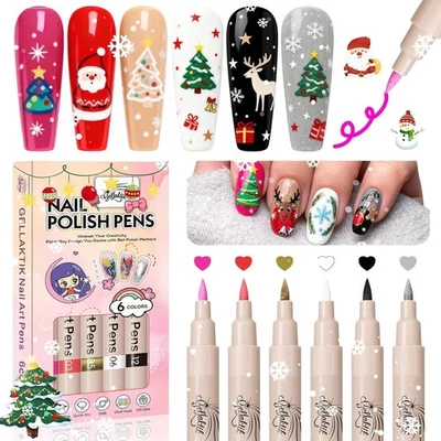 Juego de 6 bolígrafos para arte en uñas A Colors, bolígrafos de color de uñas 3D pintura acrílica de secado rápido Foto 1 de 4