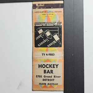 Hockey Bar Detroit 1940s Vintage Liquors Beer Matchbook - Picture 1 of 3