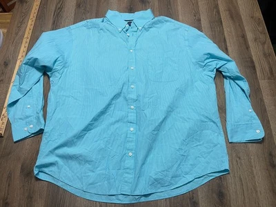 Camisa Roundtree & Yorke, Para Hombre Talla 2XB, Azul Blanco, Abotonable, Manga Larga Foto 1 de 4