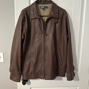 Chaqueta Polo Ralph Lauren Marrón Cuero Genuino Suave Para Hombre Talla Grande *LEER - Imagen 1 de 10