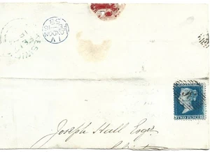 GB 1858 2d Blue Stars Part Wrapper with London 36 Numeral to Keswick - Picture 1 of 1
