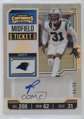 2023 Panini Contenders Midfield Ticket /50 Rejzohn Wright #308 Rookie Auto RC - Image 1 of 2
