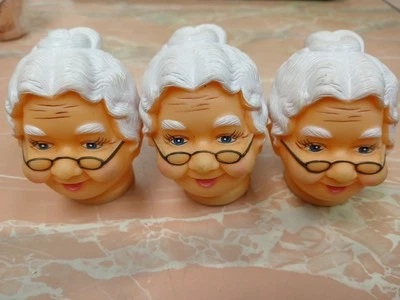 Lot Of 3 Vintage Fibre Craft Mrs Santa Claus Doll Head Christmas 3” New Old Stoc - Image 1 of 4