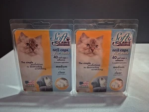 LOT of (2) BRAND NEW NIB Soft Claws NAIL CAPS FOR CATS! Medium 9-13 lbs. Clear - Picture 1 of 6