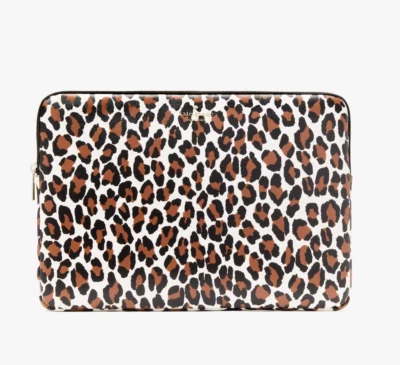 Kate Spade Madison Spotted Leopard Universal Size Laptop Sleeve, brown, cream, - Image 1 of 4