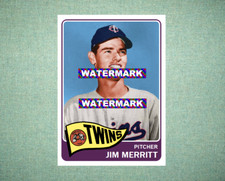 Jim Merritt Minnesota Twins 1965 Style Custom Baseball Art Card