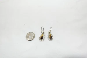 STERLING SILVER MEXICO MOONSTONE TEARDROP DESIGN EARRINGS - 2.9 GRAMS - Picture 1 of 10