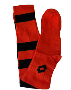 Lotto Team Sport Intermediate Soccer Socks Orange with Black Stripes Size 10-13