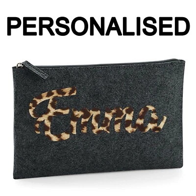 BAGBASE Personalised Women's Accessory Pouch Bag Make Up Pencil Case Gift Leopard Print