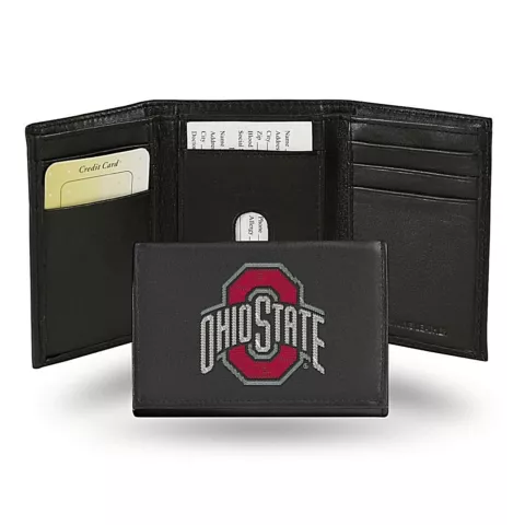 Ohio State Buckeyes NCAA Embroidered Leather Tri-Fold Men's Wallet By Rico Cover