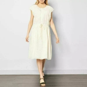 273406 Des Petits Hauts Etretat Shimmer Dress Cotton Kimono Vintage Ivory XS T0 - Picture 1 of 6