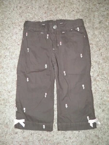 GYMBOREE "Tulip Garden" Embroidered Tulips Brown Crop Pants Size 5 - Picture 1 of 2