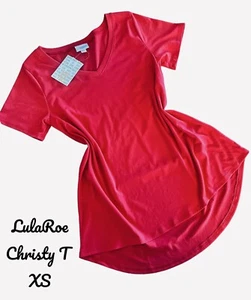 NUEVO CON ETIQUETAS - Camiseta LuLaRoe Christy - Rojo liso - Talla XS - Imagen 1 de 3