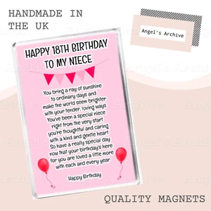 HAPPY 18TH BIRTHDAY TO MY NICHTE ✳ GEDICHT ✳ ANDENKEN VERS ✳ KÜHLSCHRANKMAGNET ✳ GESCHENK - Bild 1 von 1