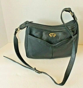 Bolso de Hombro Etienne Aigner Vintage Cuero Negro Cartera Doble Compartimentos - Imagen 1 de 8