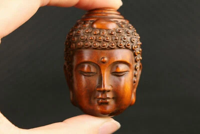 Chinese boxwood evil buddha figure statue netsuke Good and evil deserve - Image 1 of 4